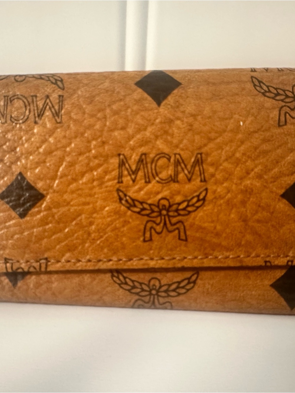 MCM Cognac Visetos Monogram, Leather, 4-Key Holder Case - MCM